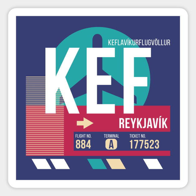 Reykjavik, Iceland (KEF) Airport Code Baggage Tag E Magnet by SLAG_Creative